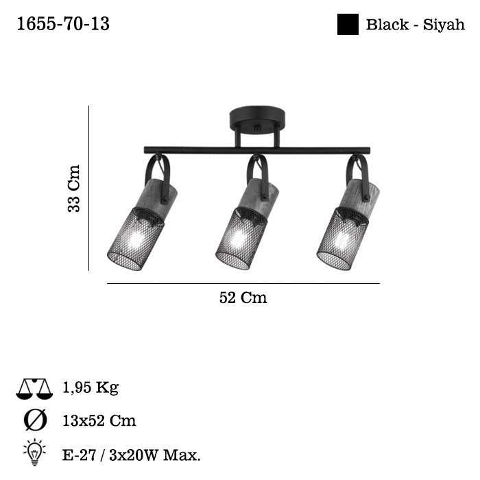 Opviq Lema - 70-13 Lámpara de araña de metal negra Opviq Lema - 70-13 Lámpara de araña de metal negra